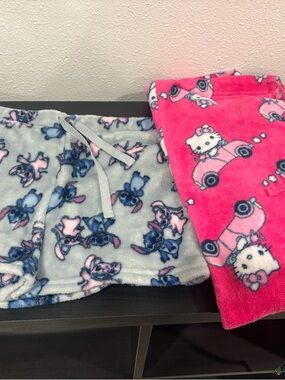 Hello Kitty Pink pajama pants and stitch shorts